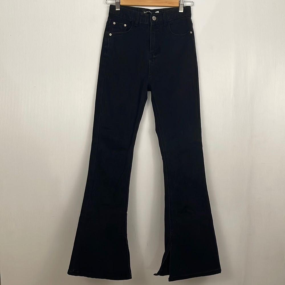 LOOK ONLINE Black High Waist Flare Jeans